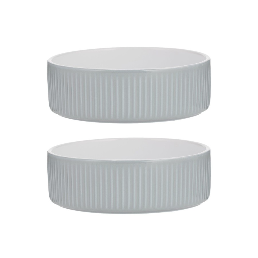 Petware Mason Cash | Linear Grey Set Of 2 Pet Bowls 13X4Cm