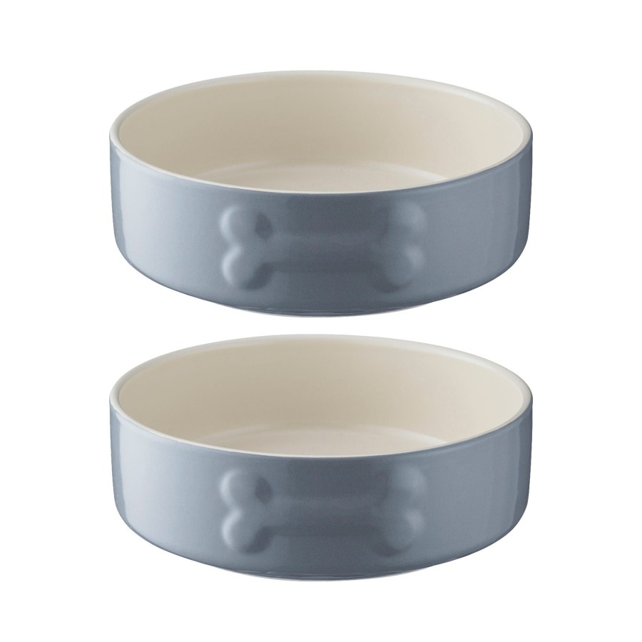 Petware Mason Cash | Colour Mix Grey Set Of 2 Dog Bowls 15Cm