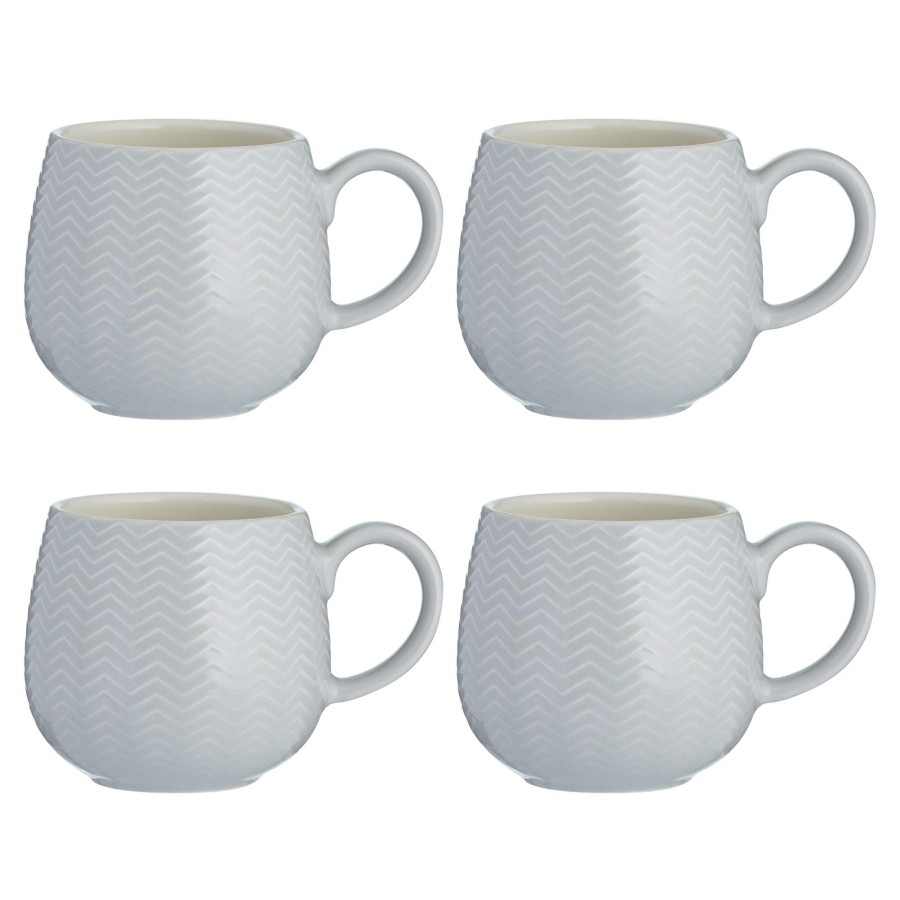 Dinnerware Mason Cash | Embossed Chevron Set Of 4 Grey Mugs 350Ml