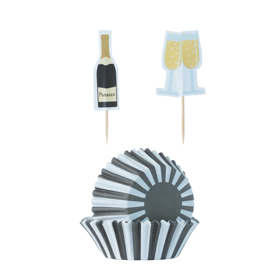 Cake Decorating Mason Cash | 48 Prosecco Cupcake Case & Toppers