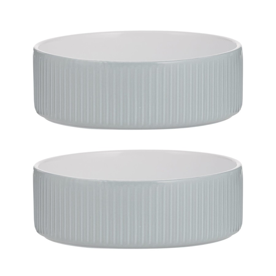 Petware Mason Cash | Linear Grey Set Of 2 Pet Bowls 15X5Cm