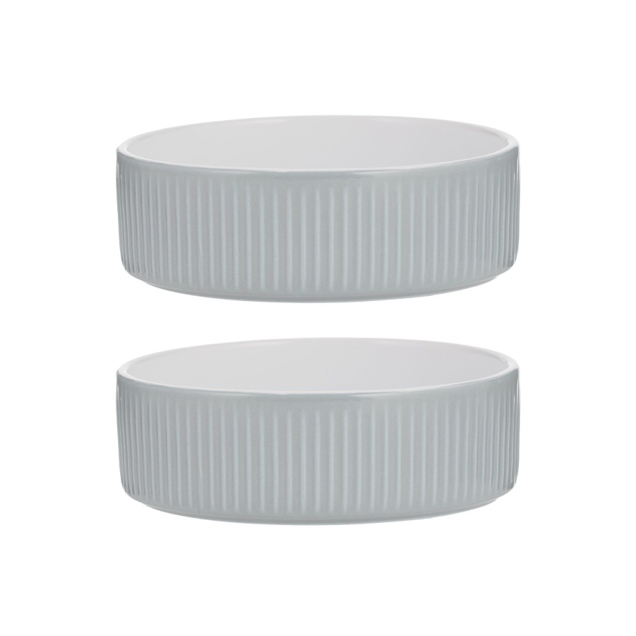 Petware Mason Cash | Linear Grey Set Of 2 Pet Bowls 13X4Cm