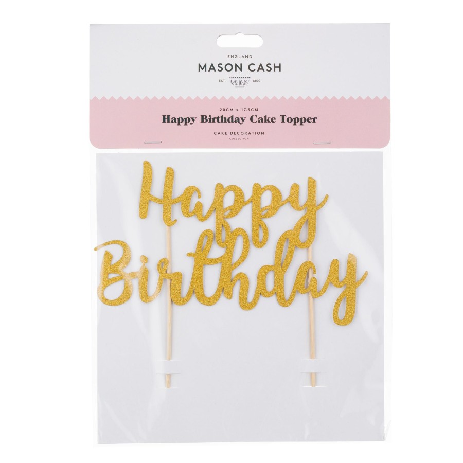 Cake Decorating Mason Cash | Happy Birthday Gold Cake Topper