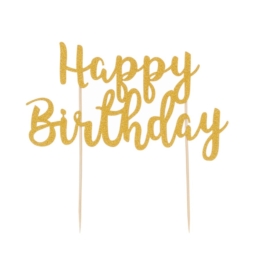 Cake Decorating Mason Cash | Happy Birthday Gold Cake Topper