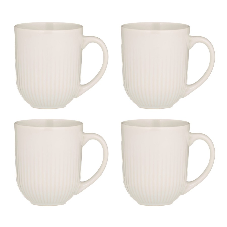 Dinnerware Mason Cash | Linear Set Of 4 White Mugs 300Ml