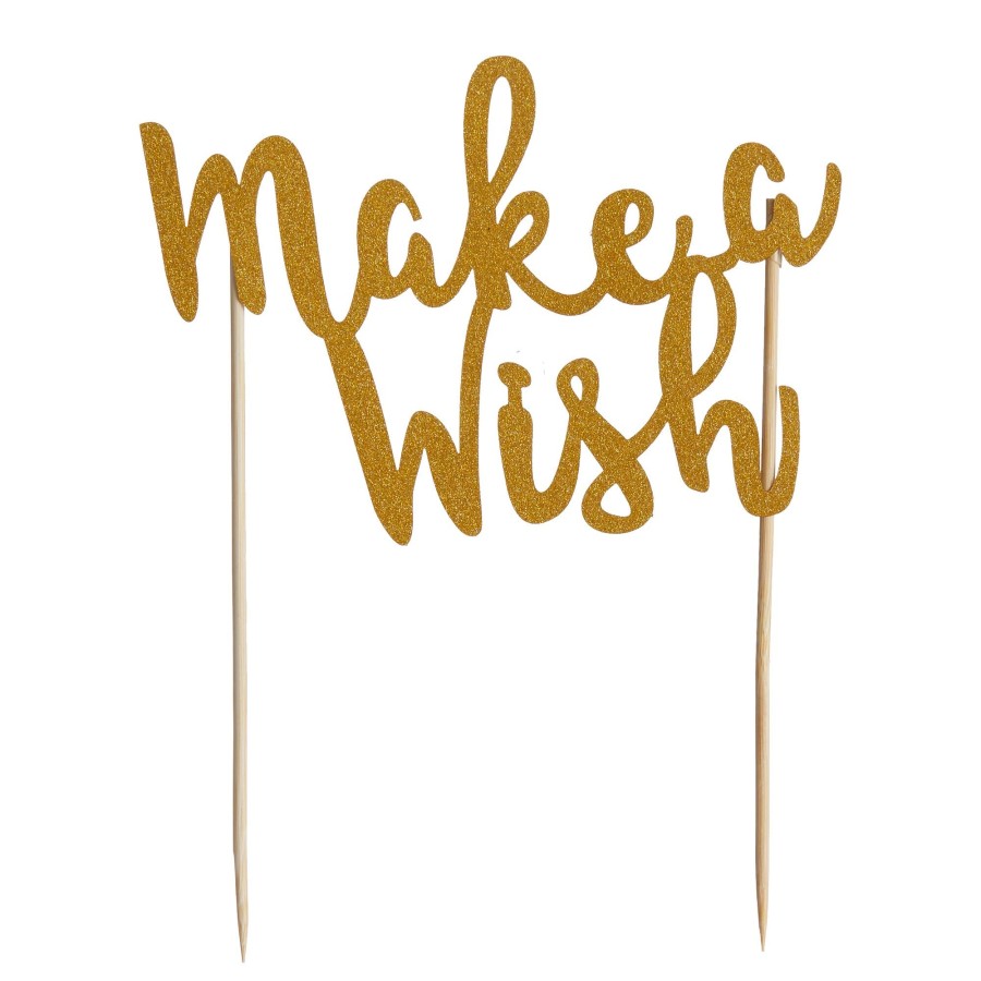 Cake Decorating Mason Cash | Make A Wish Gold Glitter Topper