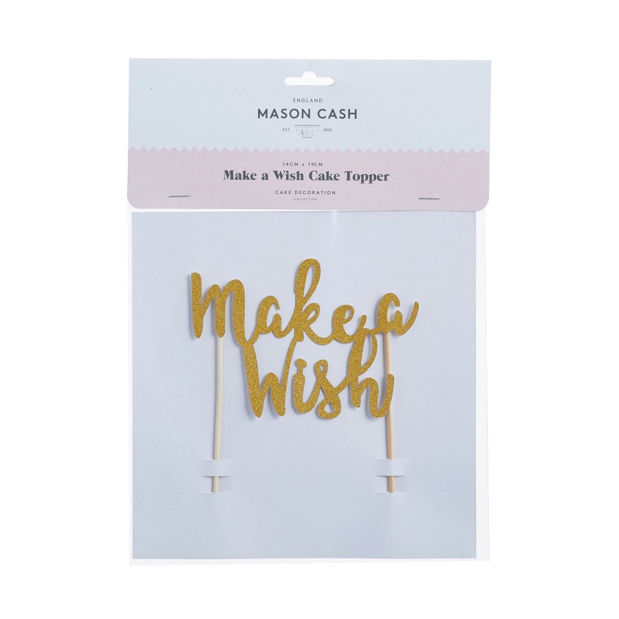 Cake Decorating Mason Cash | Make A Wish Gold Glitter Topper