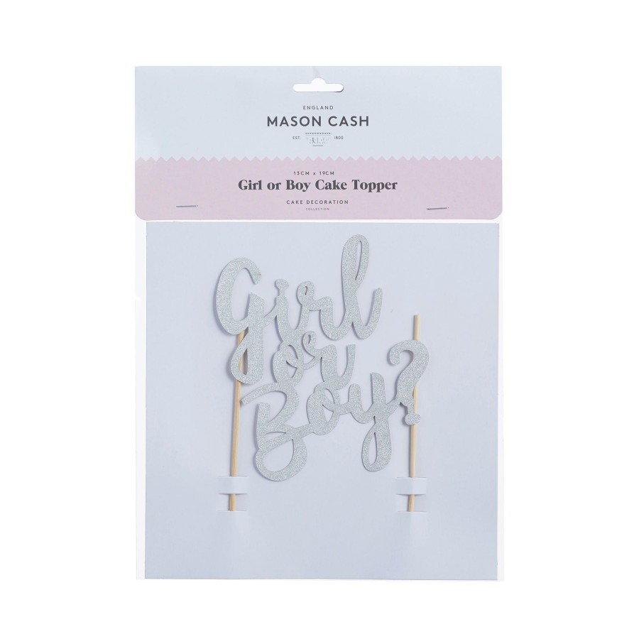 Cake Decorating Mason Cash | Girl Or Boy Silver Glitter Topper