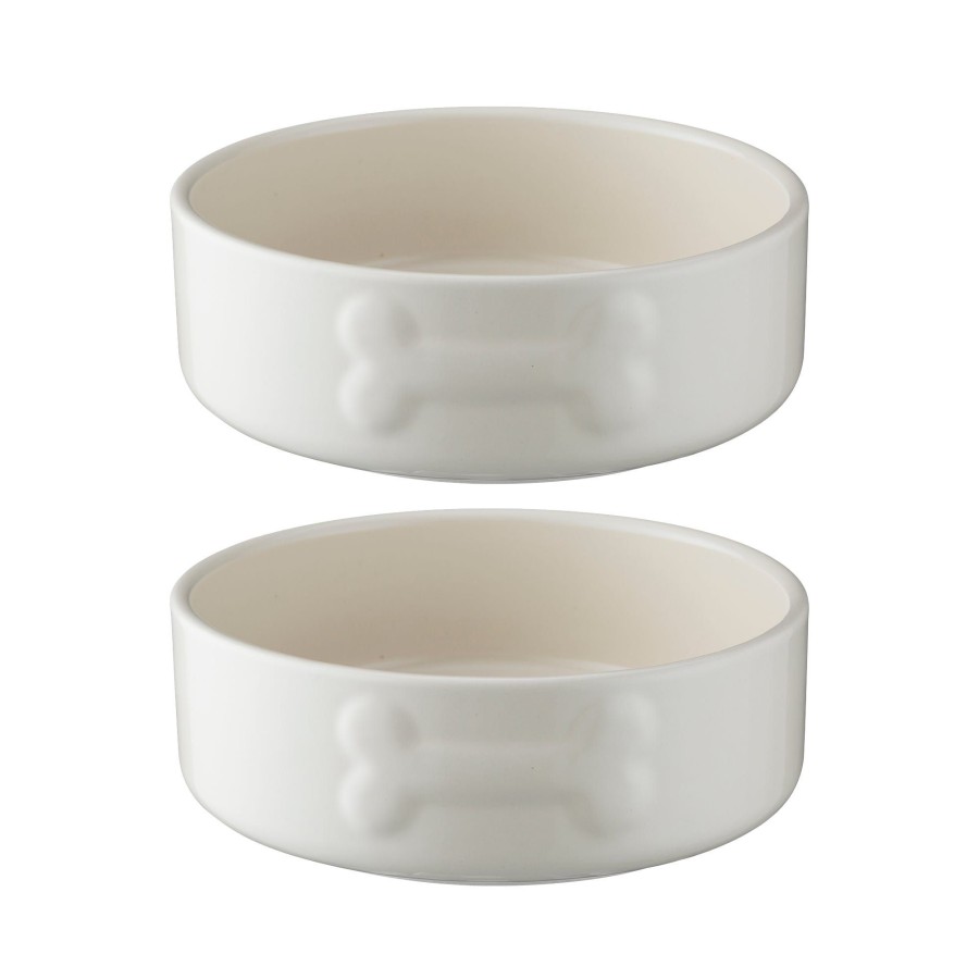 Petware Mason Cash | Colour Mix Cream Set Of 2 Dog Bowls 15Cm