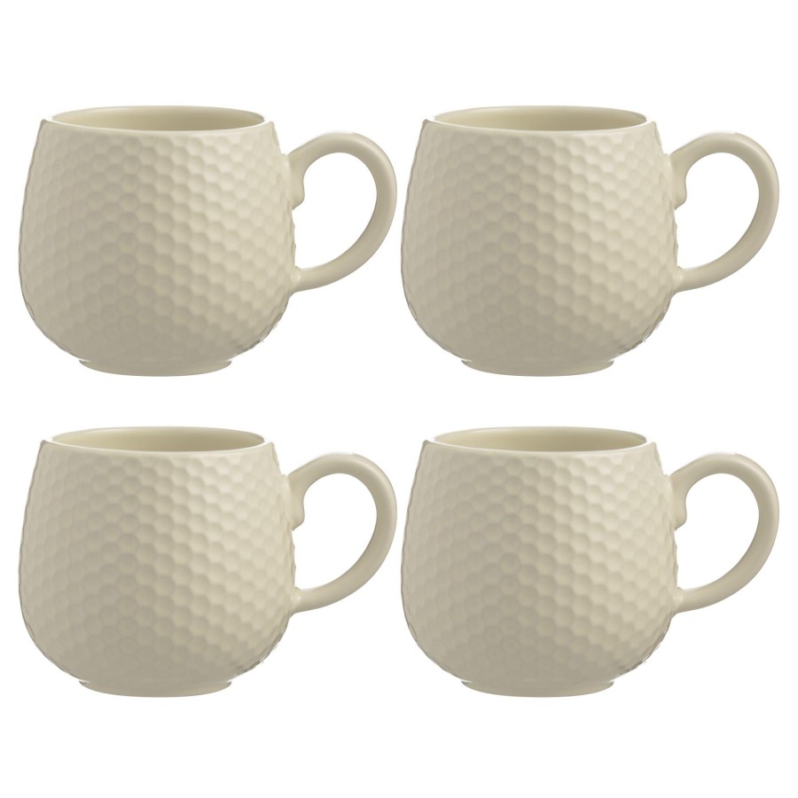 Dinnerware Mason Cash | Embossed Honeycomb Set Of 4 Cream Mugs 350Ml