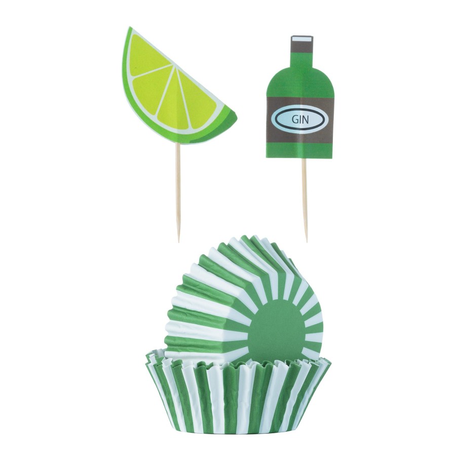 Cake Decorating Mason Cash | 48 Gin & Tonic Cupcake Case & Toppers