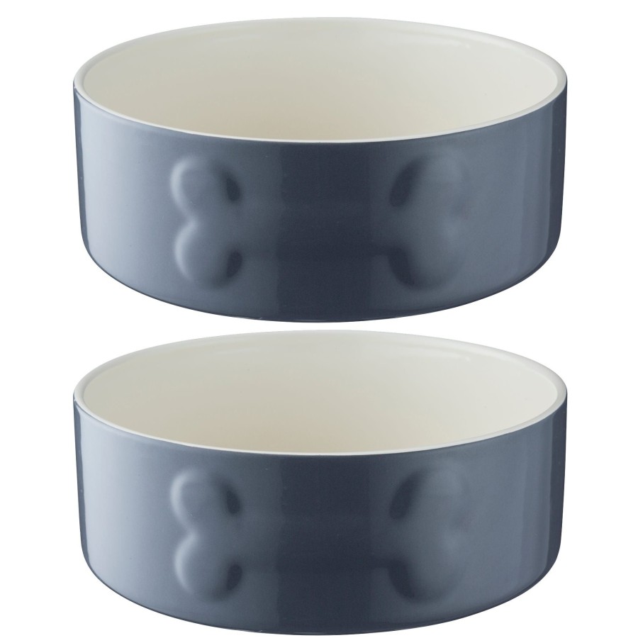 Petware Mason Cash | Colour Mix Grey Set Of 2 Dog Bowls 20Cm