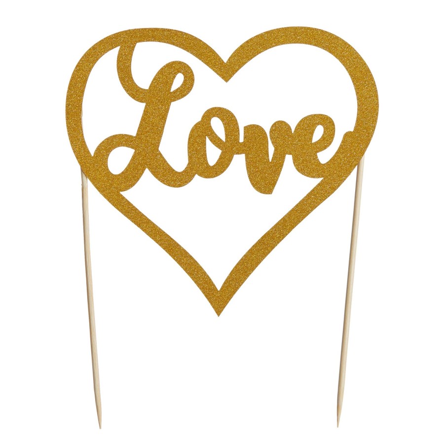 Cake Decorating Mason Cash | Love Gold Glitter Topper