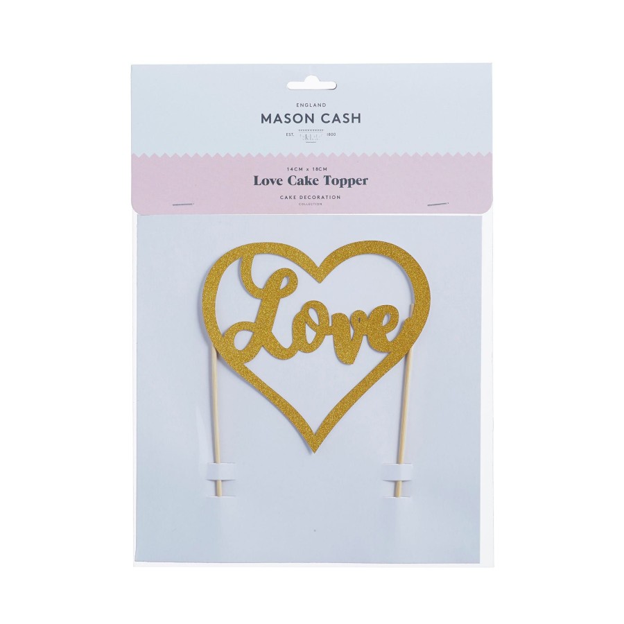 Cake Decorating Mason Cash | Love Gold Glitter Topper