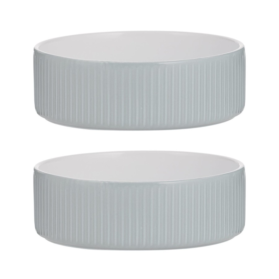 Petware Mason Cash | Linear Grey Set Of 2 Pet Bowls 15X5Cm